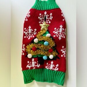 Festive Dog Sweater with Christmas Tree Design